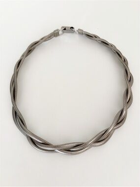Vintage Coro Silver Twisted Snake Chain choker necklace